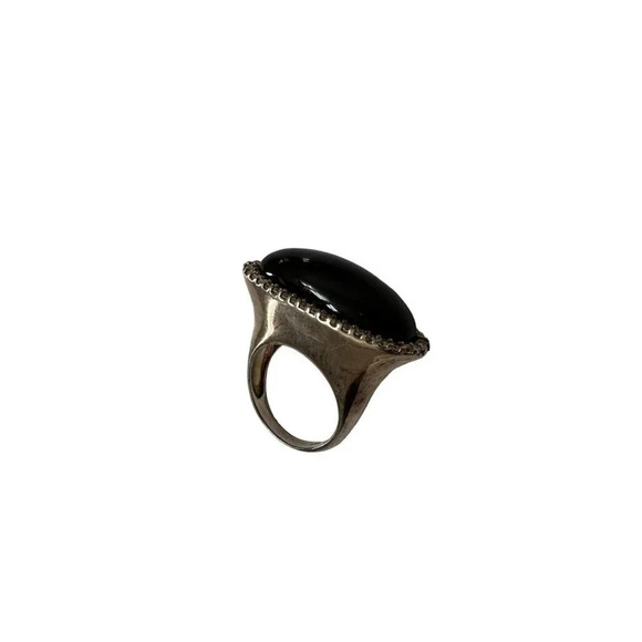 Sterling Silver Onyx CZ Statement Ring - Picture 4 of 10